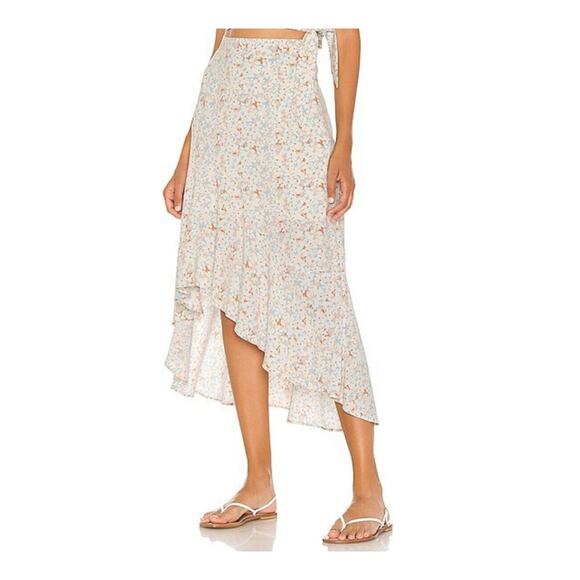 L Space Heat Wave Skirt Women Small Floral Maxi Cream Viscose New with Tags - Picture 2 of 12
